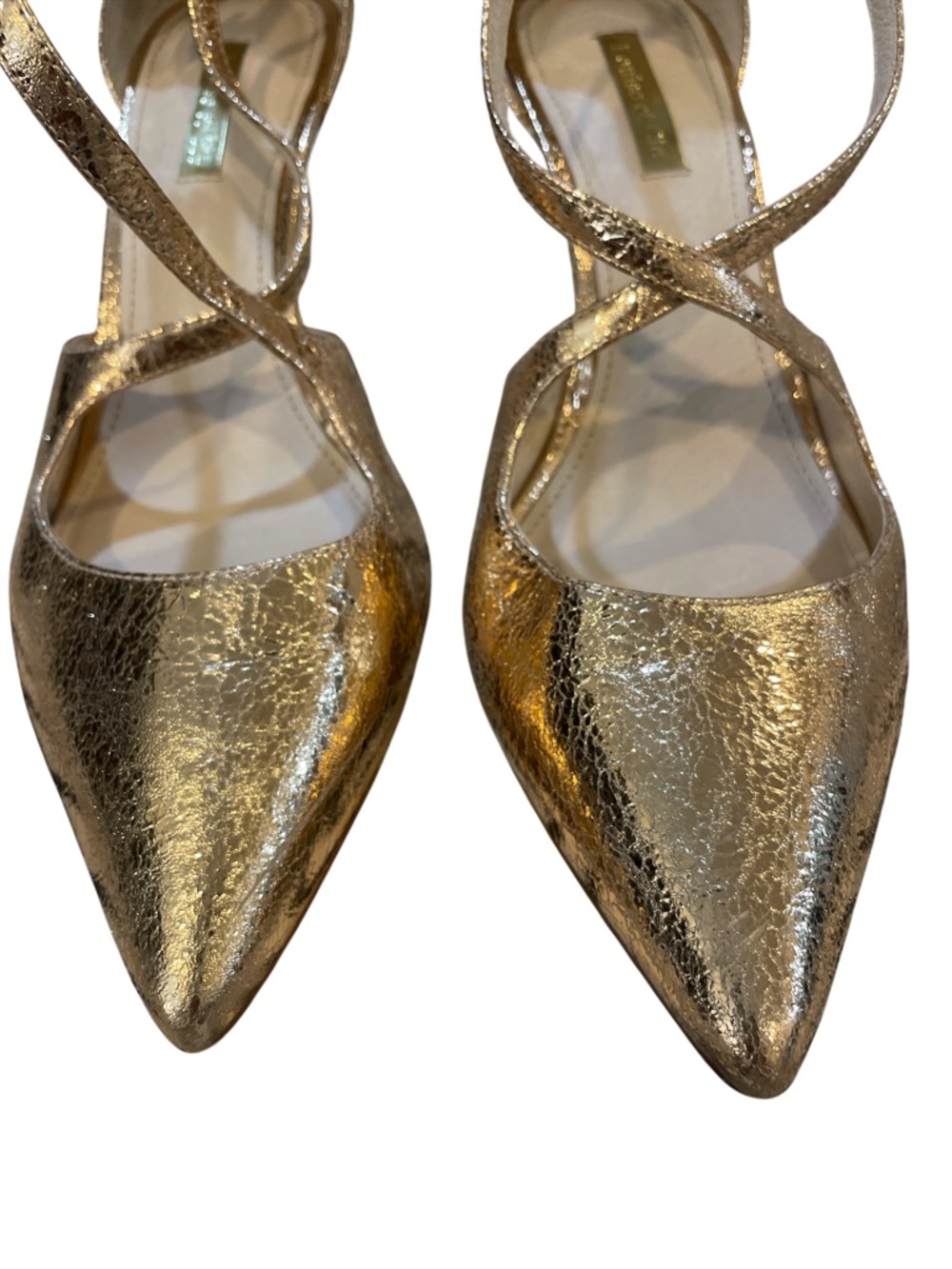 Louise et cie Women’s Gold Pointed Toe Crisscross Ankle Strap Flats - Women's - Picture 4 of 9